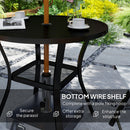 Outsunny 90 Cm Garden Dining Table, Round Garden Table With Parasol Hole