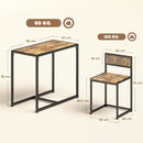HOMCOM 3 Piece Dining Table Set With Metal Frame Rustic Brown