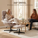 HOMCOM Swivel Armchair With Footstool, Rocking Accent Chair, Light Brown