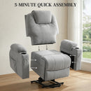 HOMCOM Power Lift Recliner Chair With Vibration Massage, Light Grey