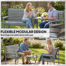 Outsunny Wood Garden Furniture Set w/ Parasol Hole, Detachable Table, Grey