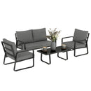 Outsunny 4 Piece Garden Furniture Set, Outdoor Sofa Set, Black