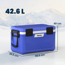 Outsunny 42.6L Insulated Cool Box, Portable Ice Cooler With Handle, Blue