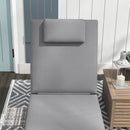 Outsunny Rattan Lounger W/ Cushion, 5-Level Reclining Rattan Sun Lounger, Grey