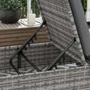 Outsunny Rattan Lounger W/ Cushion, 5-Level Reclining Rattan Sun Lounger, Grey