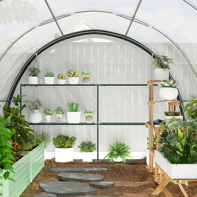 Outsunny Walk-in Tunnel Greenhouse, Upgraded Structure, Mesh Door & Windows