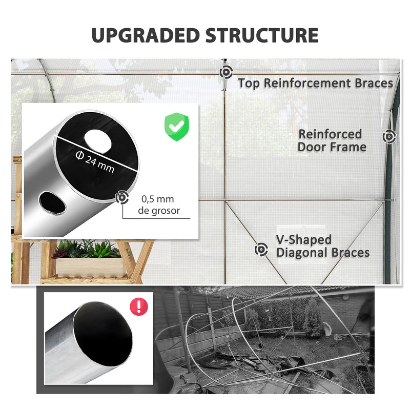 Outsunny Walk-in Tunnel Greenhouse, Upgraded Structure, Mesh Door & Windows