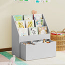 AIYAPLAY Kids Bookcase W/ 3 Tier Shelves, Drawer, For Bedroom, Nursery, Grey