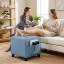 HOMCOM Small Ottoman with Side Pocket Living Room, Dark Blue