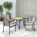 Outsunny 5 Piece Garden Dining Set, Outdoor Table and 4 Chairs, Khaki