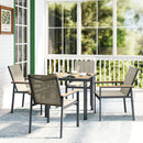 Outsunny 5 Piece Garden Dining Set, Outdoor Table and 4 Chairs, Khaki