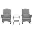 3 Piece Outdoor Rocking Chair Set with Cozy Cushions and Pillow-Grey