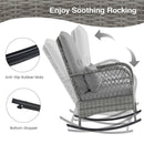 3 Piece Outdoor Rocking Chair Set with Cozy Cushions and Pillow-Grey
