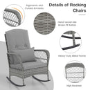 3 Piece Outdoor Rocking Chair Set with Cozy Cushions and Pillow-Grey