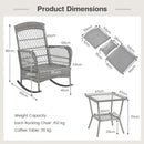 3 Piece Outdoor Rocking Chair Set with Cozy Cushions and Pillow-Grey