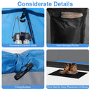 3-Person Outdoor Camping Tent with Removable Floor Mat-Black &amp; Blue