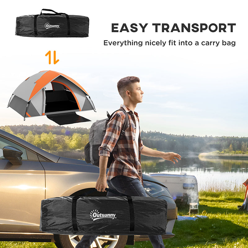 Outsunny 2 Man Camping Tent w/ Sewn-in Groundsheet, 3000mm Waterproof