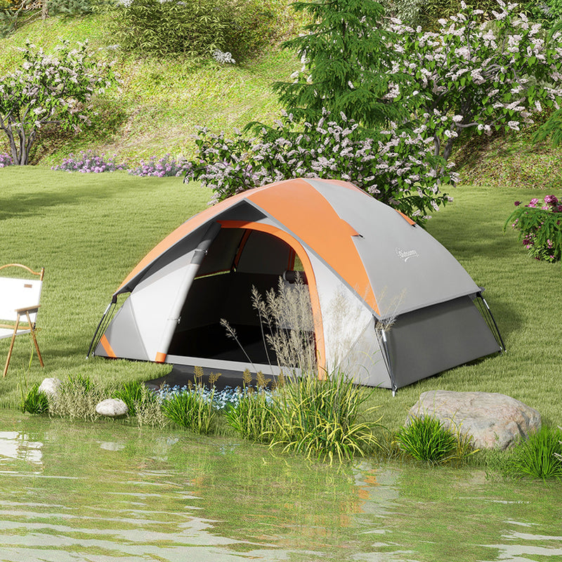 Outsunny 2 Man Camping Tent w/ Sewn-in Groundsheet, 3000mm Waterproof