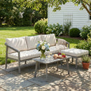 Outsunny 3 Piece Garden Dining Set, Outdoor Patio Furniture, Grey