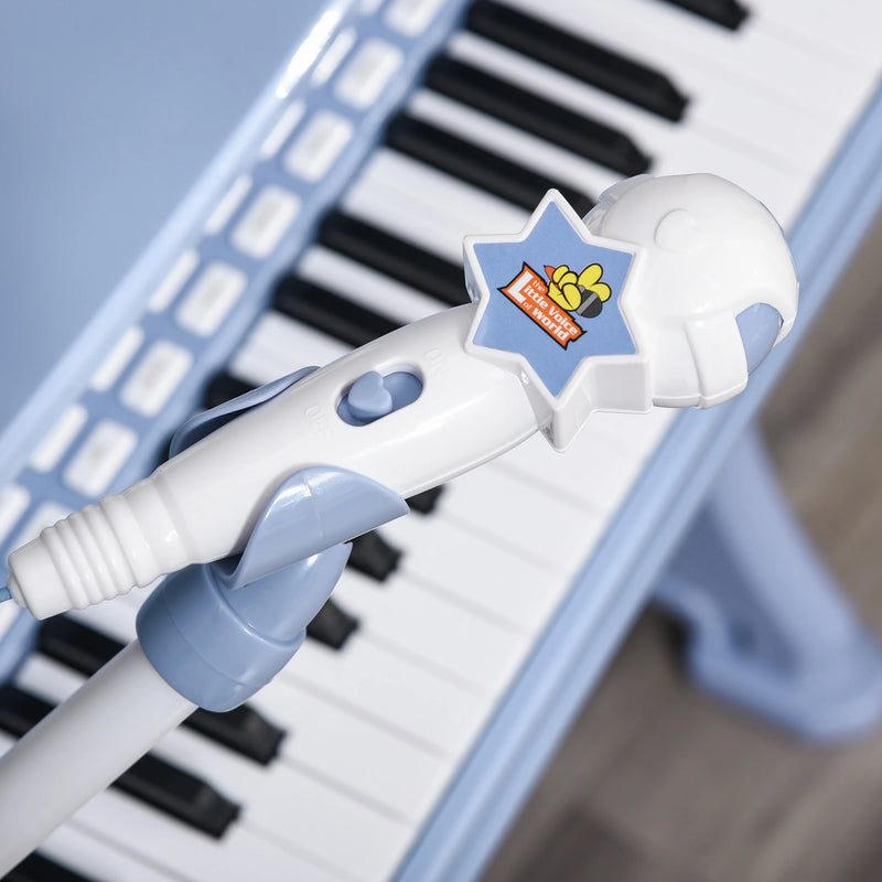 HOMCOM kids Electronic Piano Keyboard with Stool and Microphone - Blue