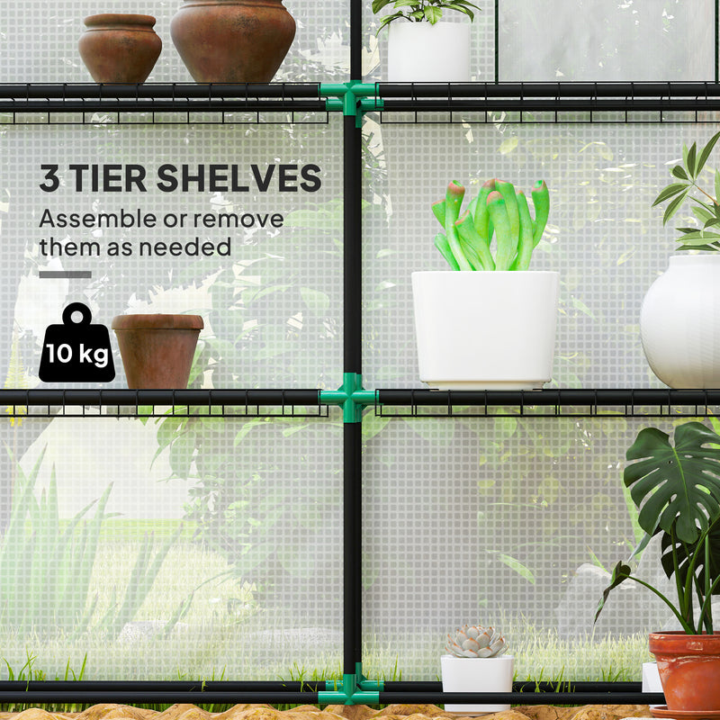Outsunny Walk-in Greenhouse With, Outdoor Small Greenhouse, White