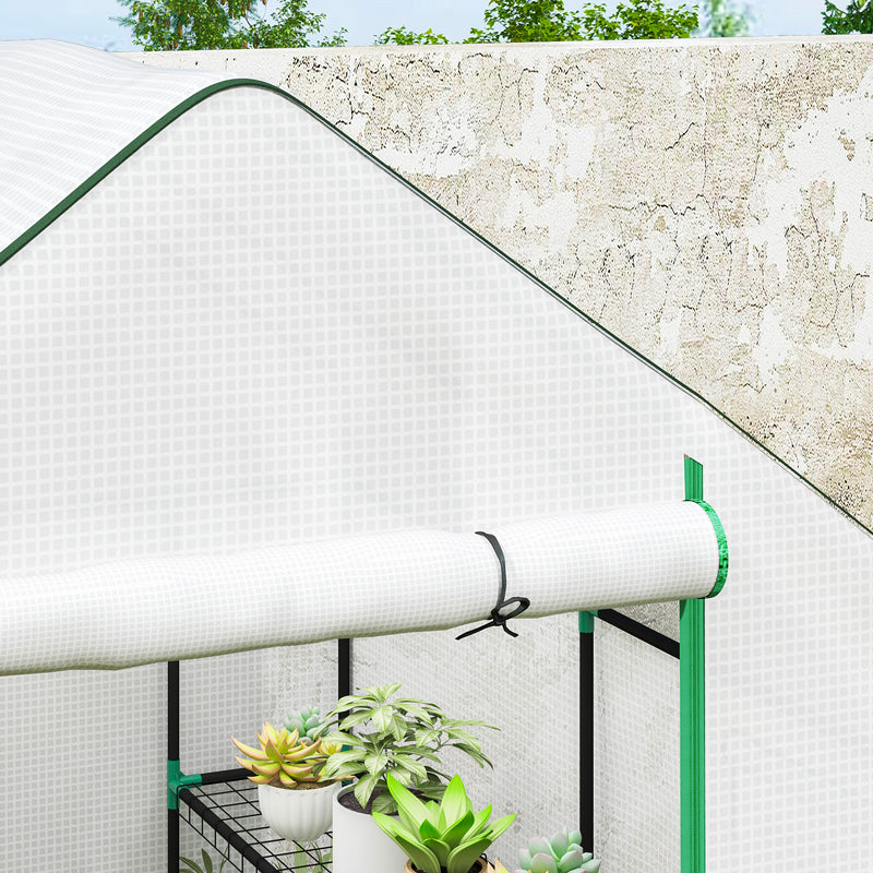 Outsunny Walk-in Greenhouse With, Outdoor Small Greenhouse, White
