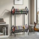 HOMCOM 50 CD Storage Rack, 2-Tier Metal Display Rack for CDs, DVDs, Black