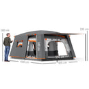 Outsunny 4-6 Man Camping Tent with 2 Bedroom, 3000mm Waterproof, Grey