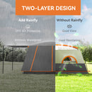 Outsunny 4-6 Man Camping Tent with 2 Bedroom, 3000mm Waterproof, Grey