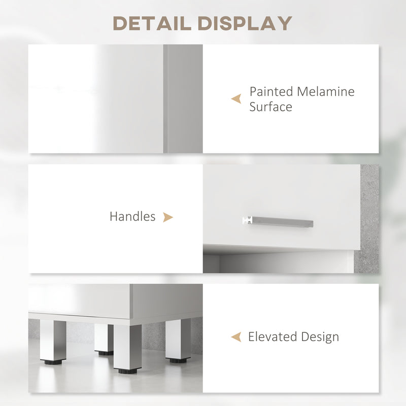 kleankin Tall Narrow Bathroom Storage Cabinet Cupboard w/ Cabinets, White