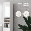 kleankin Tall Narrow Bathroom Storage Cabinet Cupboard w/ Cabinets, White