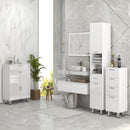 kleankin Tall Narrow Bathroom Storage Cabinet Cupboard w/ Cabinets, White