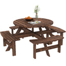 Outsunny Wooden Garden Dining Set With Parasol Hole For Outdoor, Tan