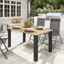 Outsunny Garden Table with Parasol Hole, Slatted Metal Tabletop, Brown