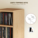 HOMCOM Set of 2 CD Storage Units DVD Shelf with Adjustable Shelves, Natural