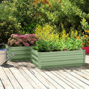 Outsunny Set Of 2 Raised Garden Bed Galvanised Planter Box, Light Green