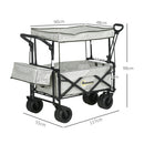 Outsunny Outdoor Push Pull Wagon Stroller Cart W/ Canopy Top Grey