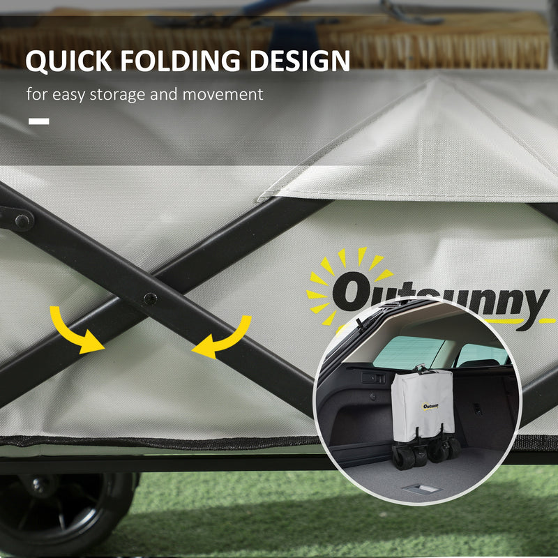 Outsunny Outdoor Push Pull Wagon Stroller Cart W/ Canopy Top Grey
