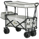 Outsunny Outdoor Push Pull Wagon Stroller Cart W/ Canopy Top Grey