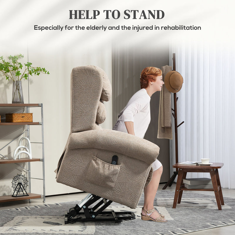 HOMCOM Power Lift Recliner Chair For Elderly With Remote Control, Khaki