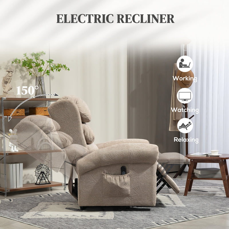 HOMCOM Power Lift Recliner Chair For Elderly With Remote Control, Khaki