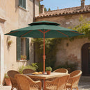 Outsunny 2.7 M Garden Parasol With Double Top, Green
