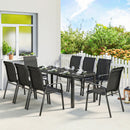 Outsunny 9 Pieces Patio Dining Set With Stackable Chairs, Black