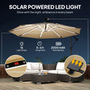 Outsunny 3 M Garden Cantilever Parasol With Solar Light, Rotation, Khaki