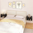 HOMCOM Floating Bedside Tables Set Of 2 With Fluted Drawer Open Shelf Black