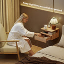 HOMCOM Modern Nightstand Set of 2, Wall Mounted Bedside Cabinet, Oak