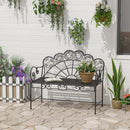 Outsunny Garden Bench, Metal Outdoor Patio Garden Loveseat, Black