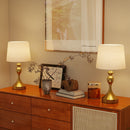 HOMCOM Table Lamps Set Of 2, Modern Bedside Lamps With USB Ports, Gold Tone