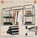 HOMCOM Fabric Wardrobe with 10 Shelves, Foldable Closet Light Grey
