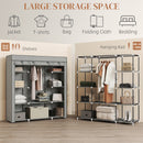 HOMCOM Fabric Wardrobe with 10 Shelves, Foldable Closet Light Grey